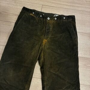 NEW Rogan Y2K Green Orange Faded Stained Corduroy Straight Leg Pant Size 33x32